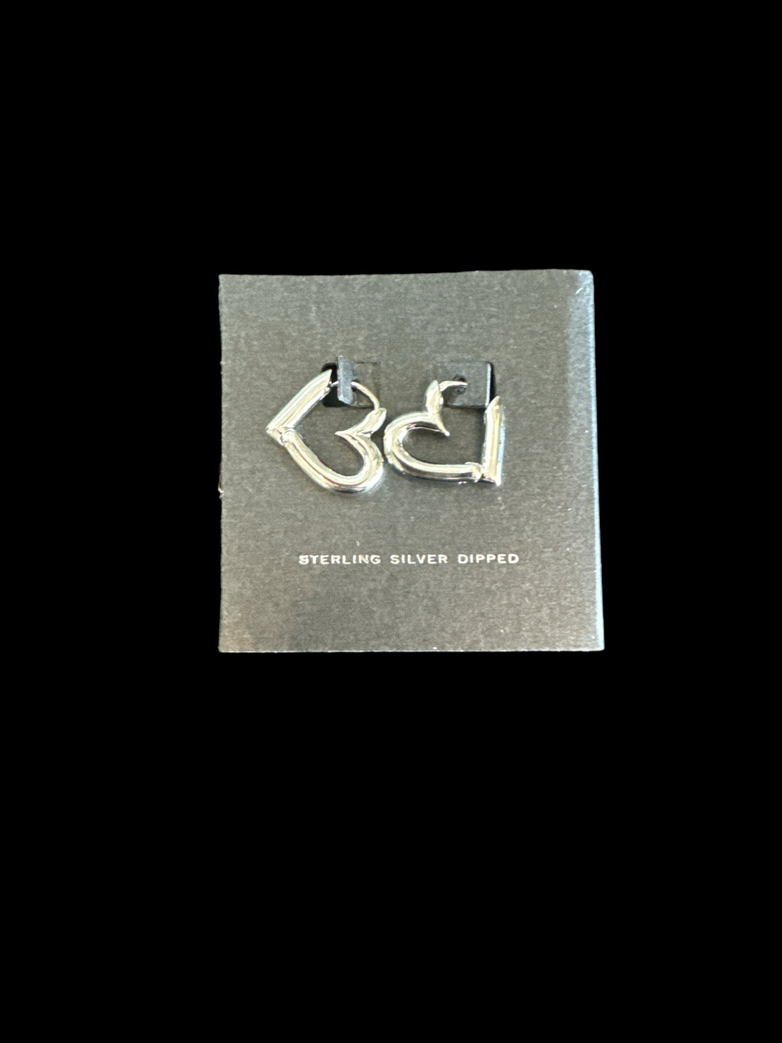 Heart silver Huggies earrings