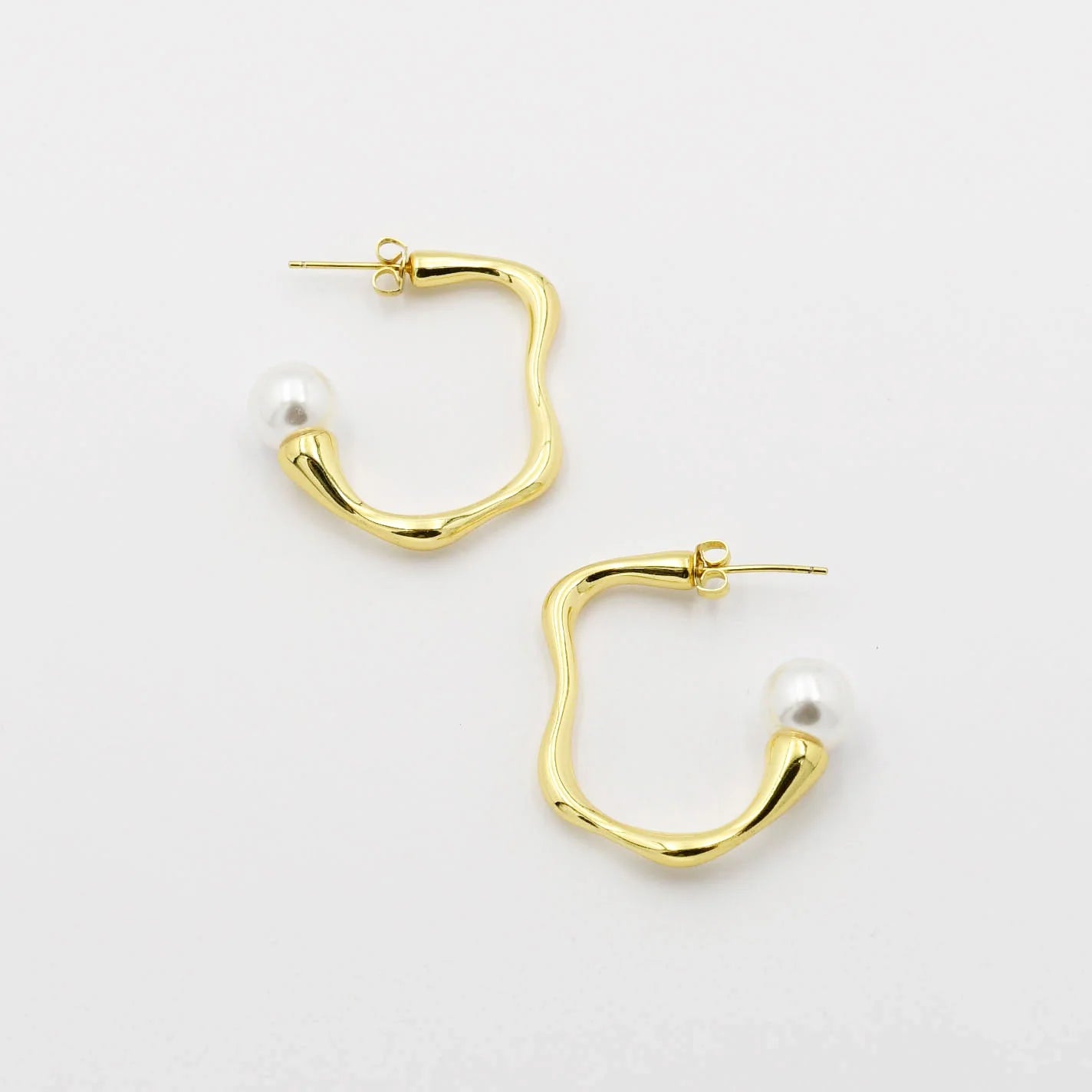 Uneven Pearl Hoop Gold Treasure Jewels