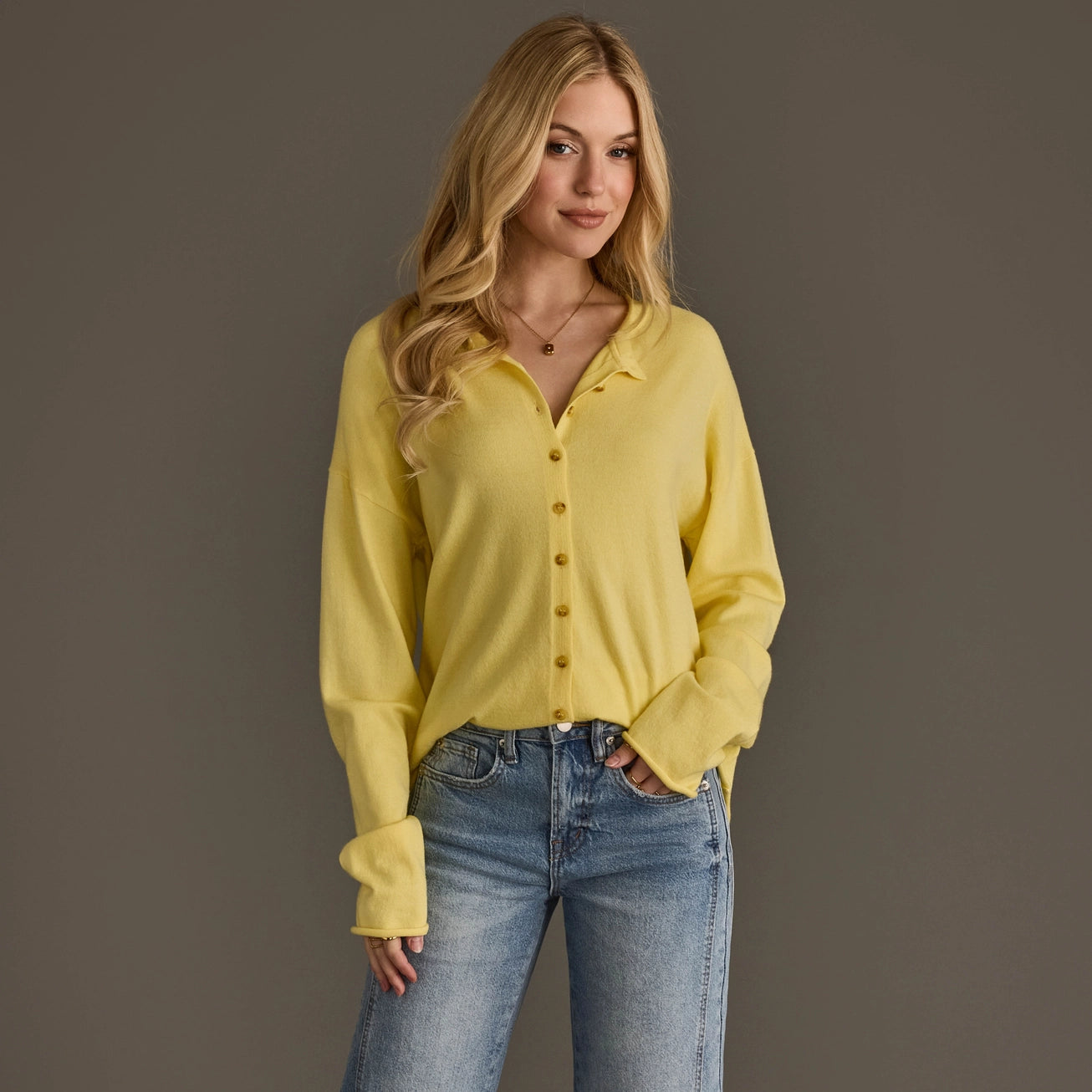 Sweet Moments Button Cardigan - Yellow Panache Apparel
