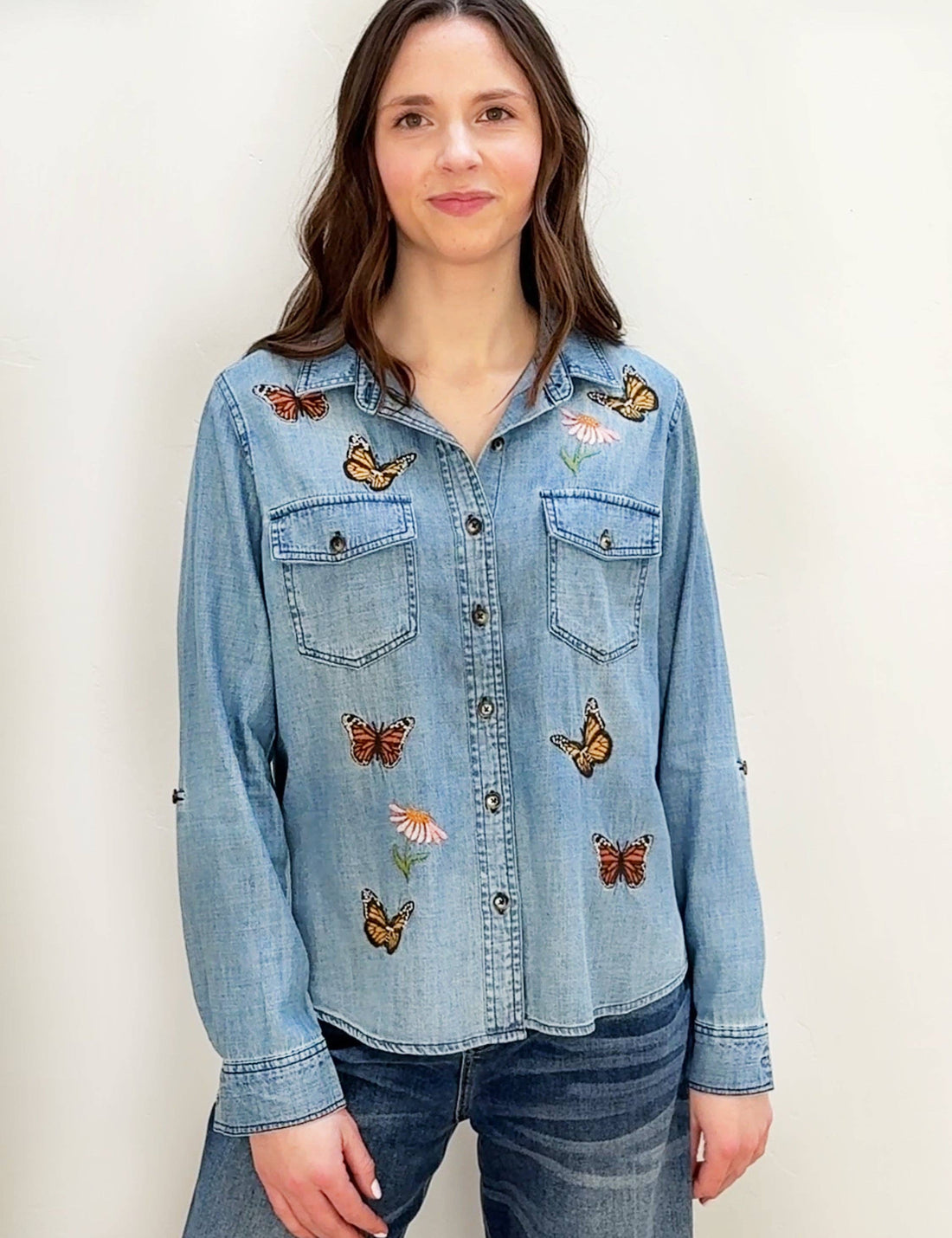 Denim Butterflies Shirt Billy T