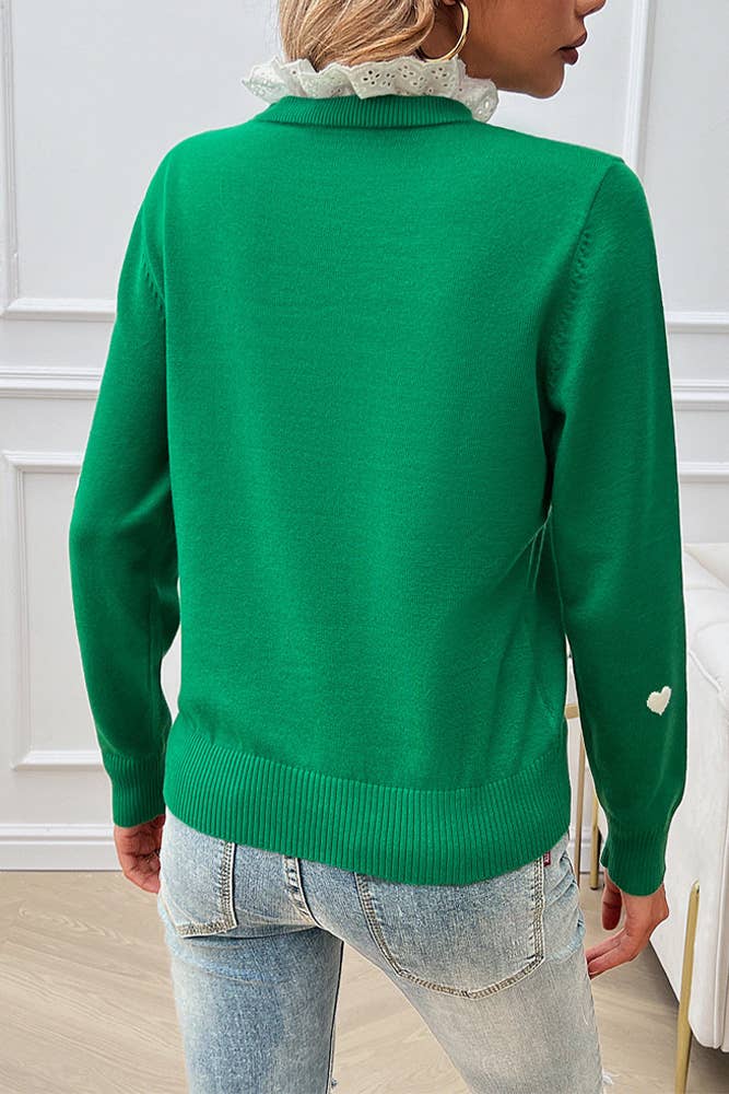 A Touch Of Lace Sweater Green UNISHE