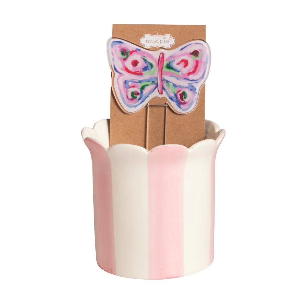 Butterfly Pot with Plant Stake