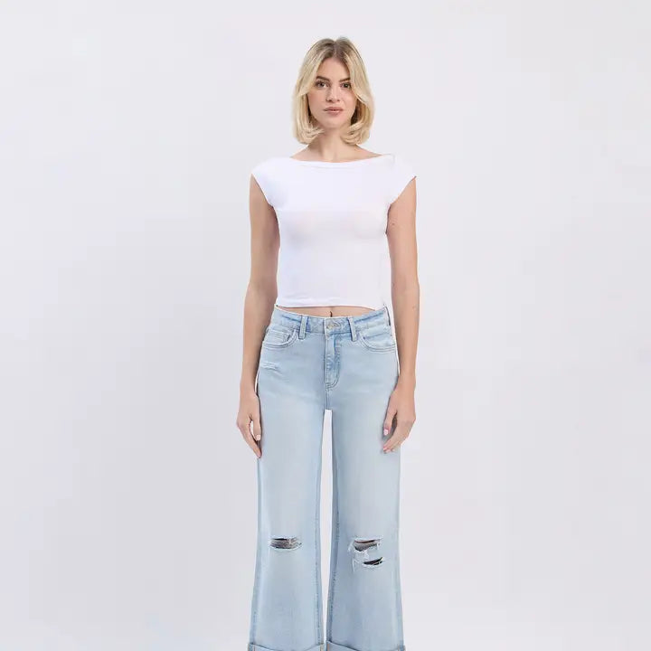 Cuffed & Carefree Wide Leg Jeans Lovervet