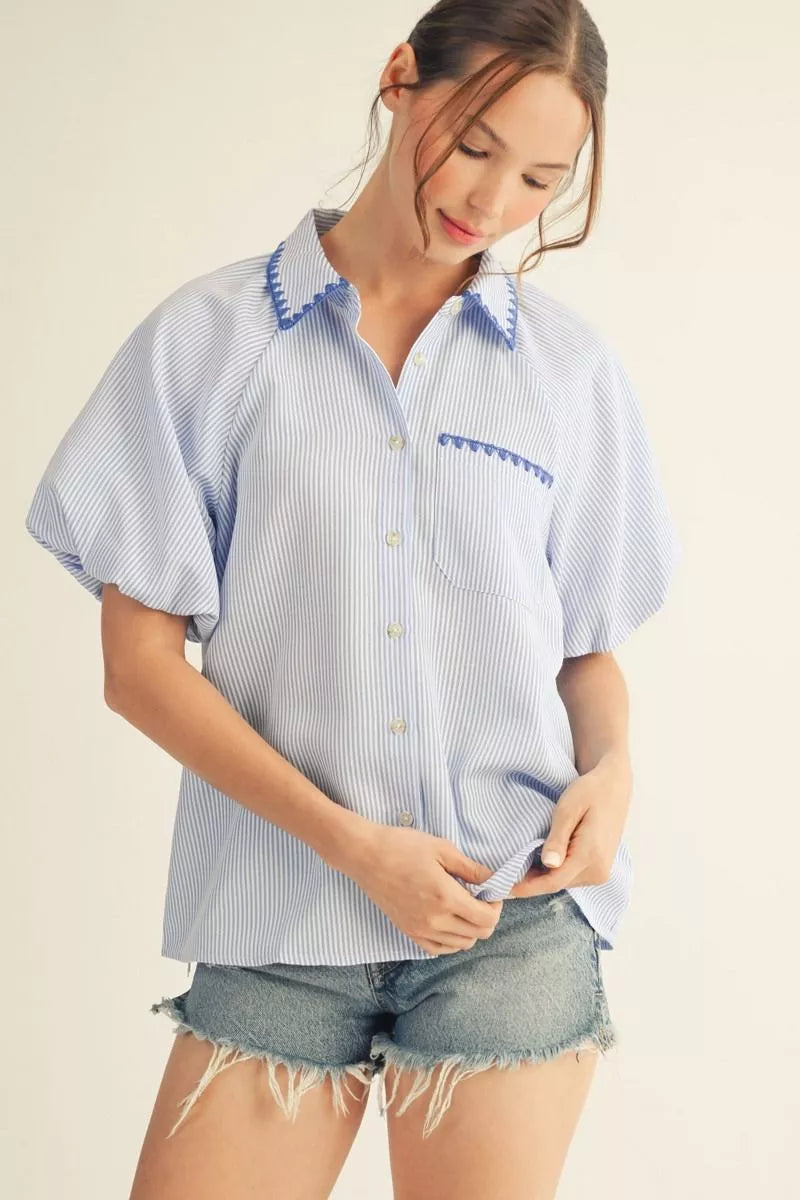 Seabreeze Scallop Stripe Top Jodifl