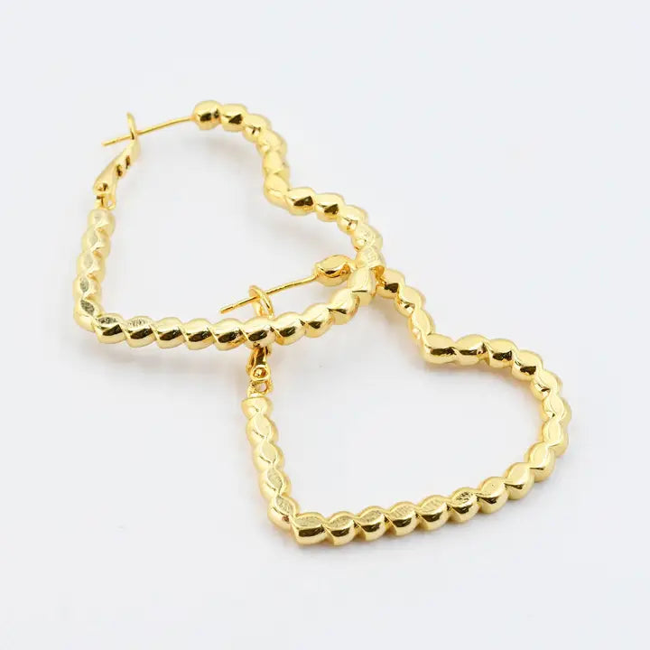Gold heart hoop earrings