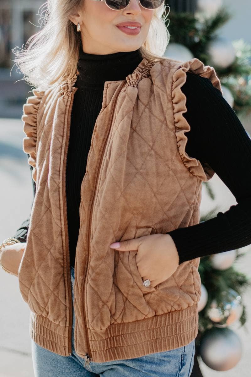 Quilted Ruffle Vest Katydid