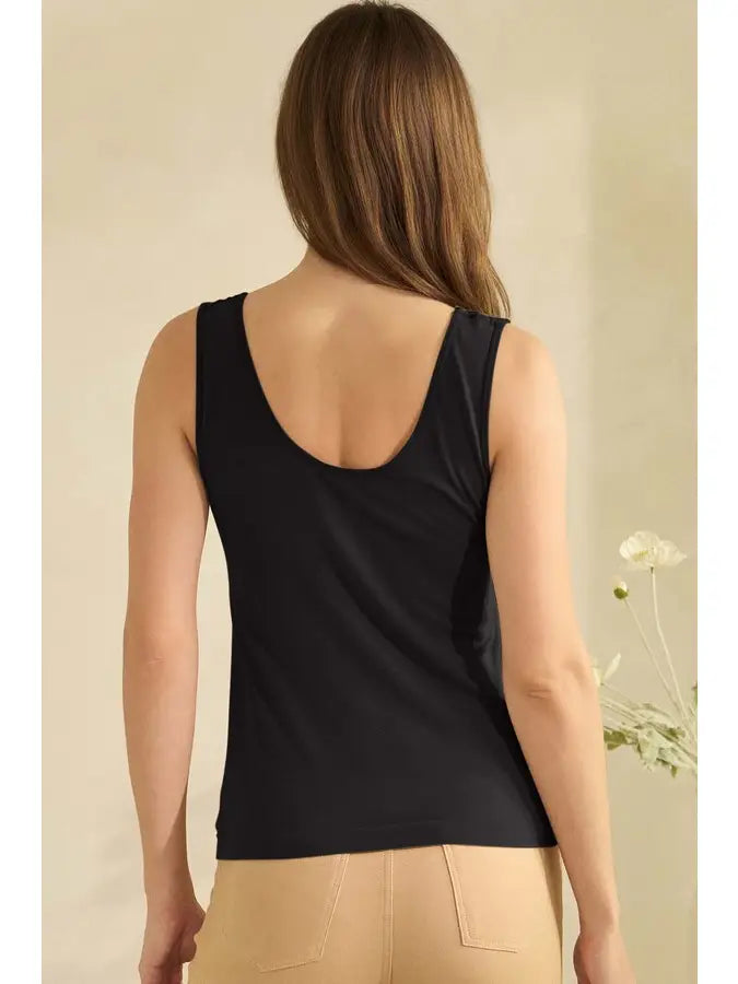 Reversible U-V Neckline Modal Tank - Black Yelete