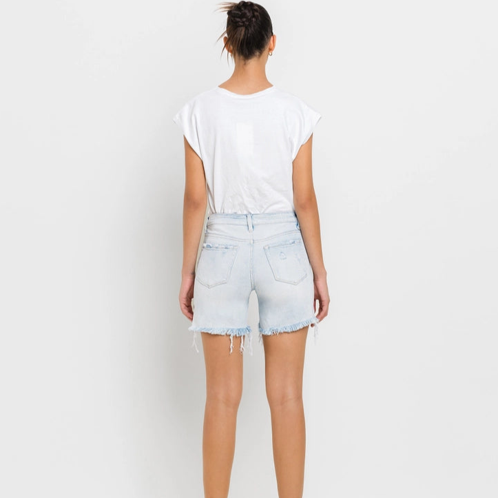 Mid Rise Distressed Stretch Short