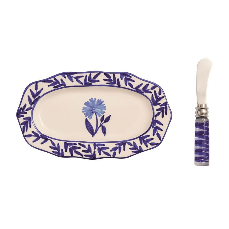 Blue Garden Serving Tray & Spreader Set Mudpie