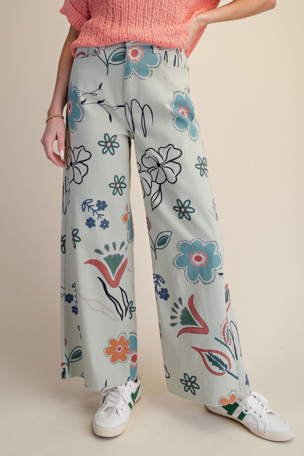 Blue Garden Wide Leg Pants Easel