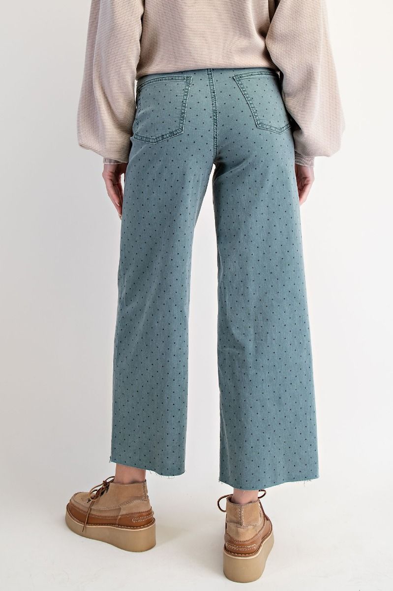 Teal Dot Wide Leg Pant Easel