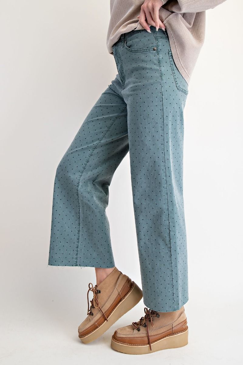 Teal Dot Wide Leg Pant Easel