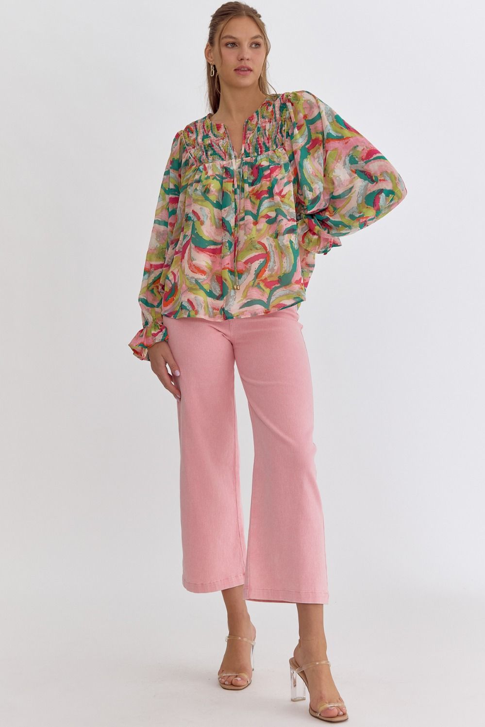 Sasha Smocked Long Sleeve Top Entro