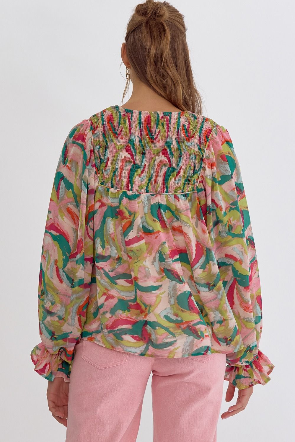 Sasha Smocked Long Sleeve Top Entro