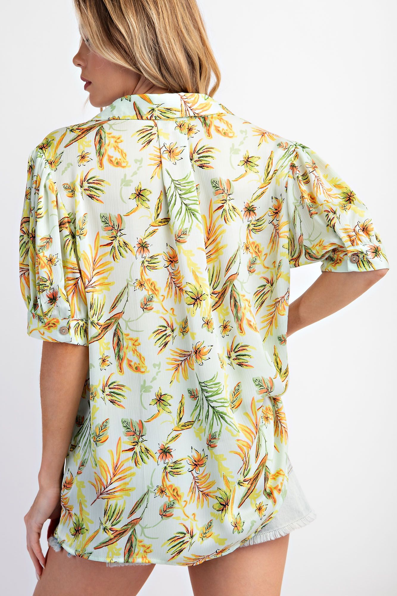 Tanya Tropical Print Top Easel