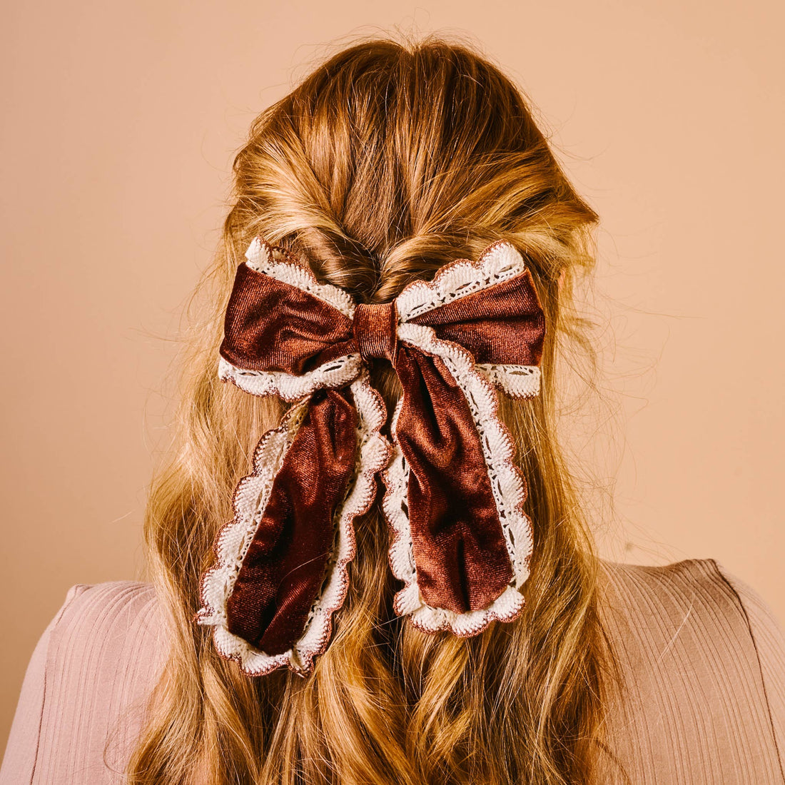 Coquette Velour Hair Bow-Brown The Darling Effect