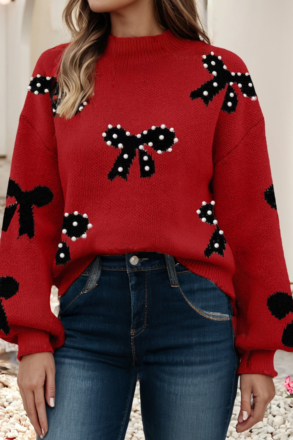 Pearl Bow Sweater Little Daisy Closet