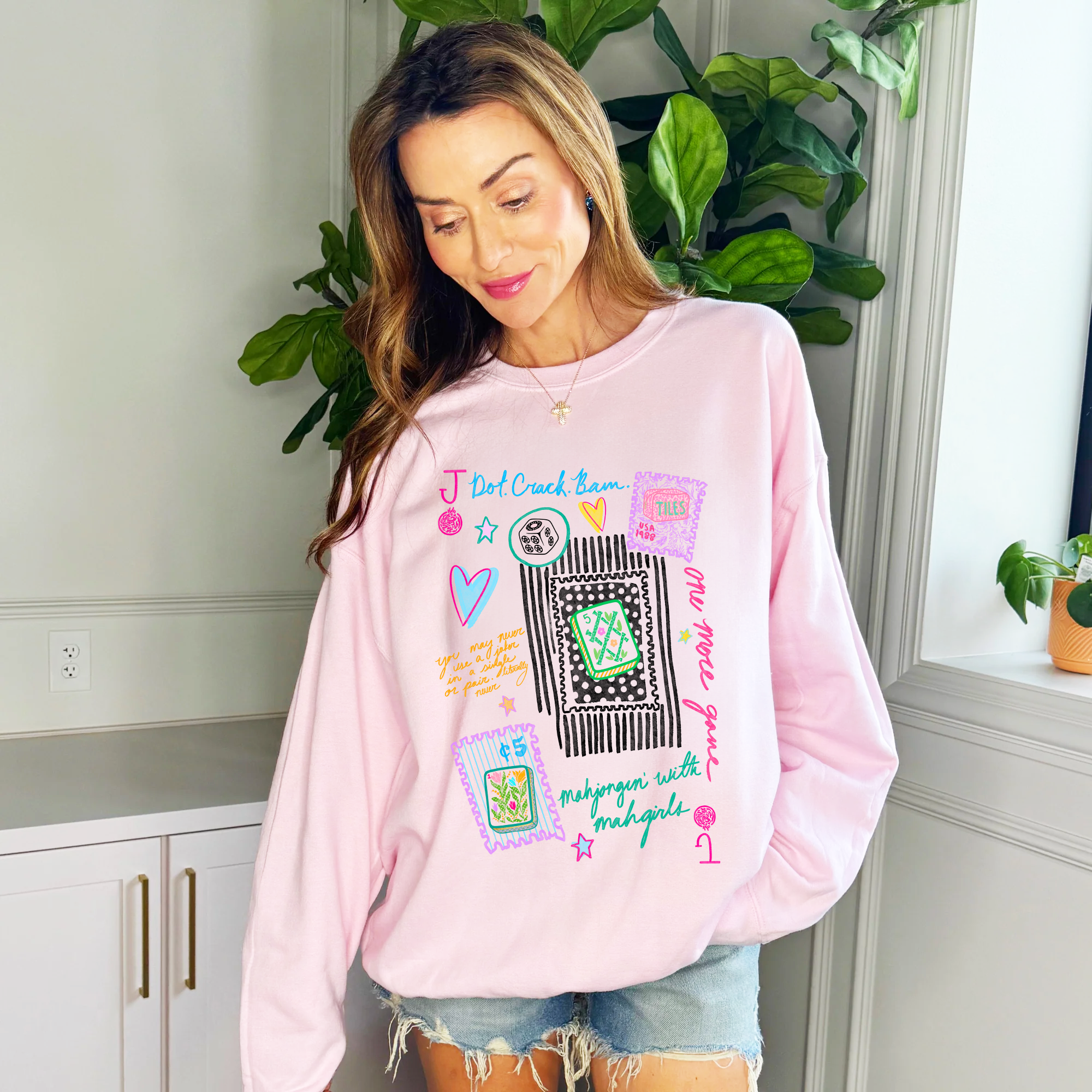 Mahjong Collage Sweatshirt Poppy & Pine