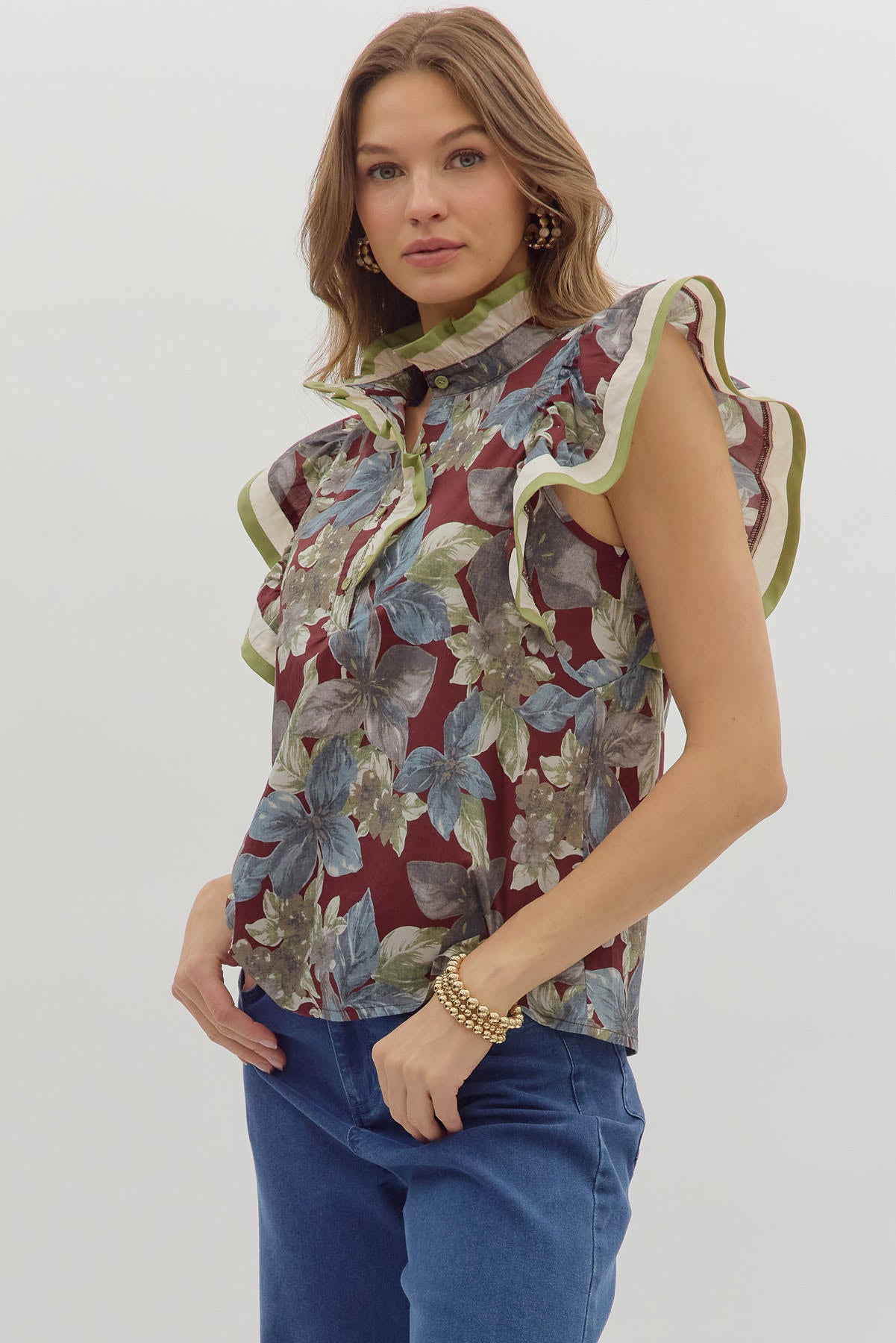 Harvest Bloom Ruffle Blouse Top
