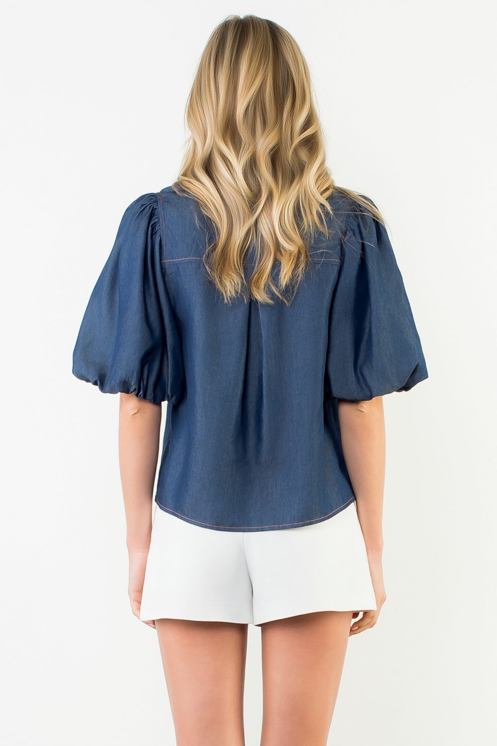 Saddle Stitch Denim Top