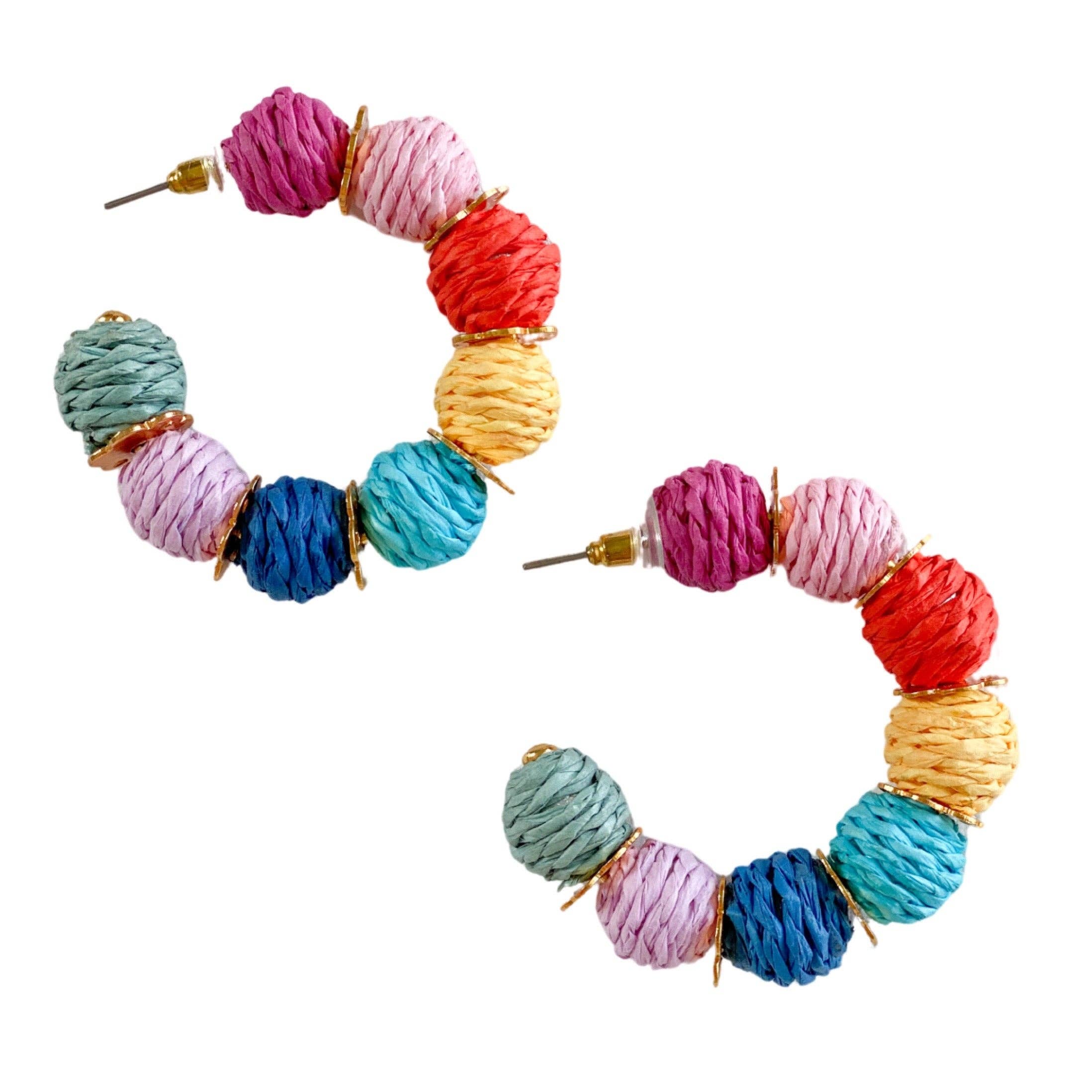 Raffia Hoop Earrings | Multicolor