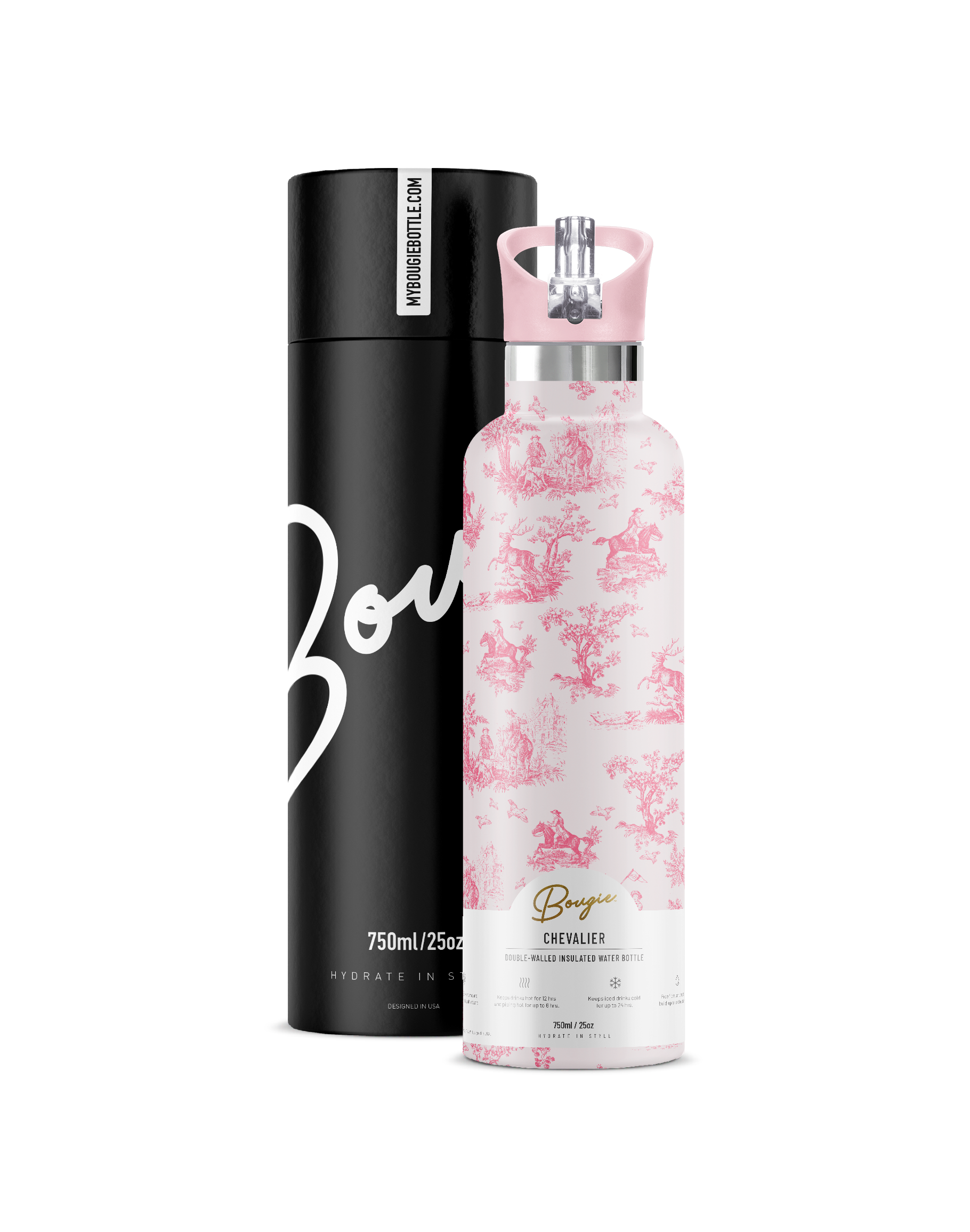 CHEVALIER Toile 25 oz Insulated Water Bottle Pink My Bougie Bottle