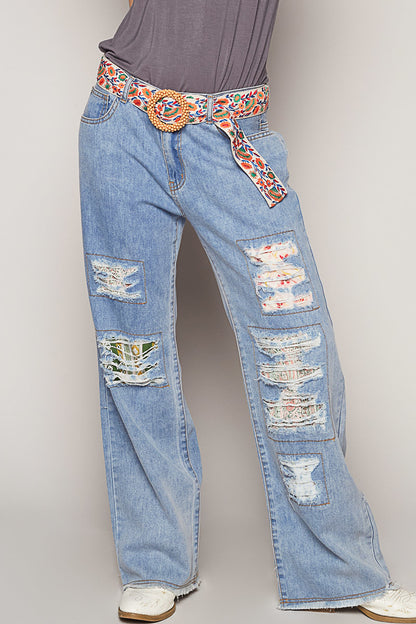 Floral Belt- Cream and Blue