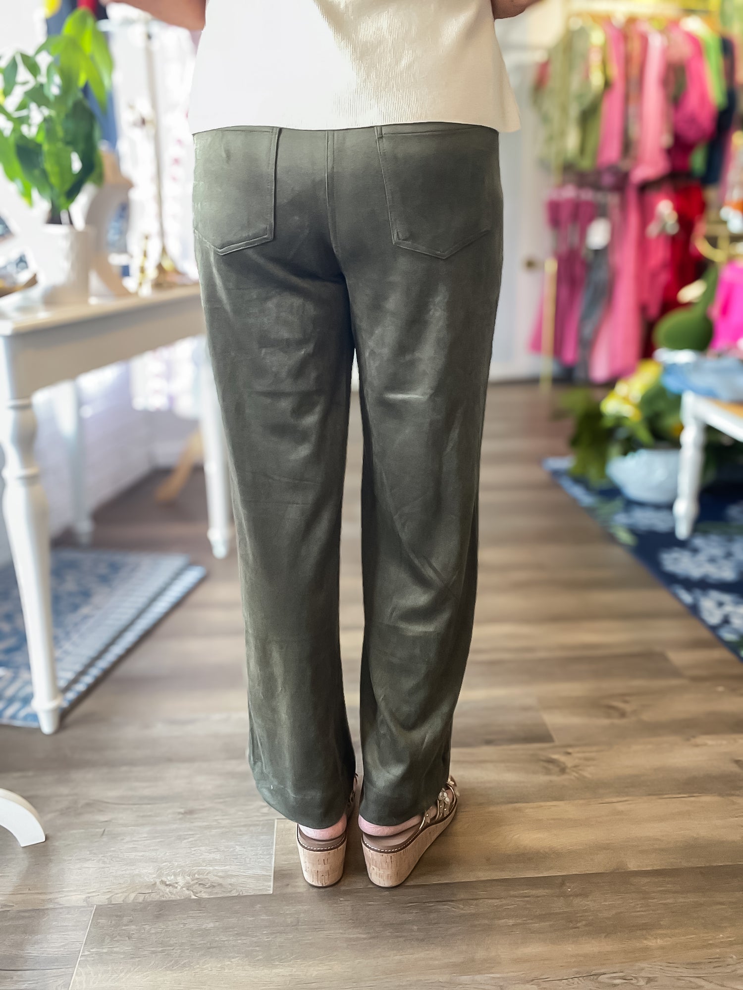 Aspen Faux Suede Pants - Olive Skies are Blue