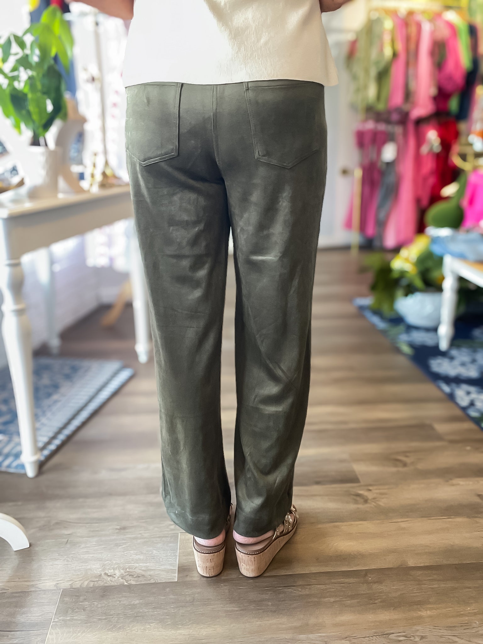 Aspen Faux Suede Pants - Olive Skies are Blue
