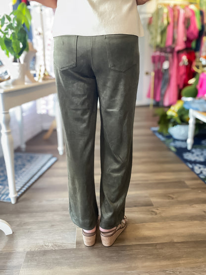 Aspen Faux Suede Pants - Olive Skies are Blue