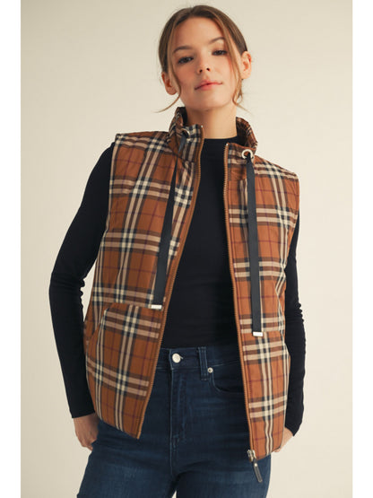 Autumn Plaid Puffer Vest