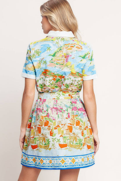 A printed woven mini dress - ID23350 FLYING TOMATO