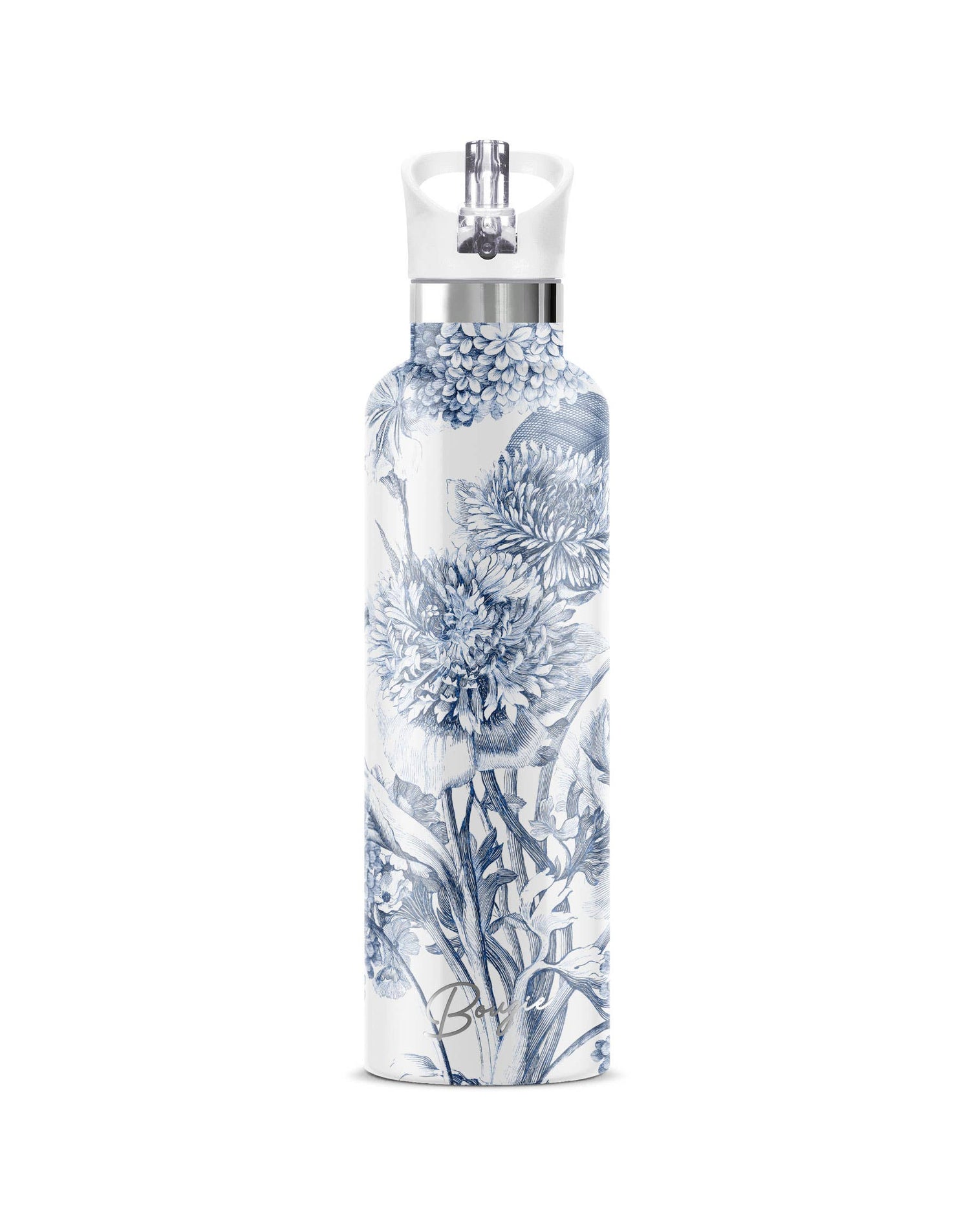 TOILE FLEURIE | Blue Toile 25 oz Insulated Water Bottle