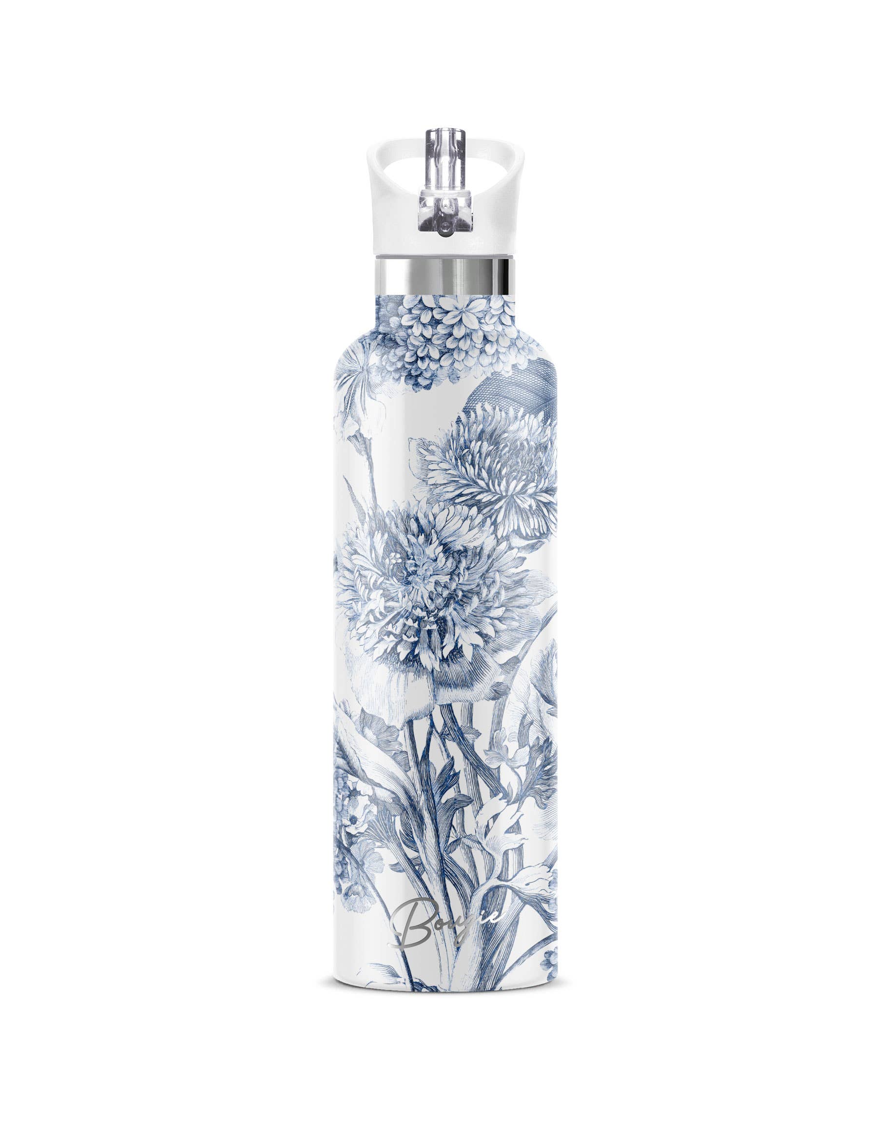 TOILE FLEURIE | Blue Toile 25 oz Insulated Water Bottle