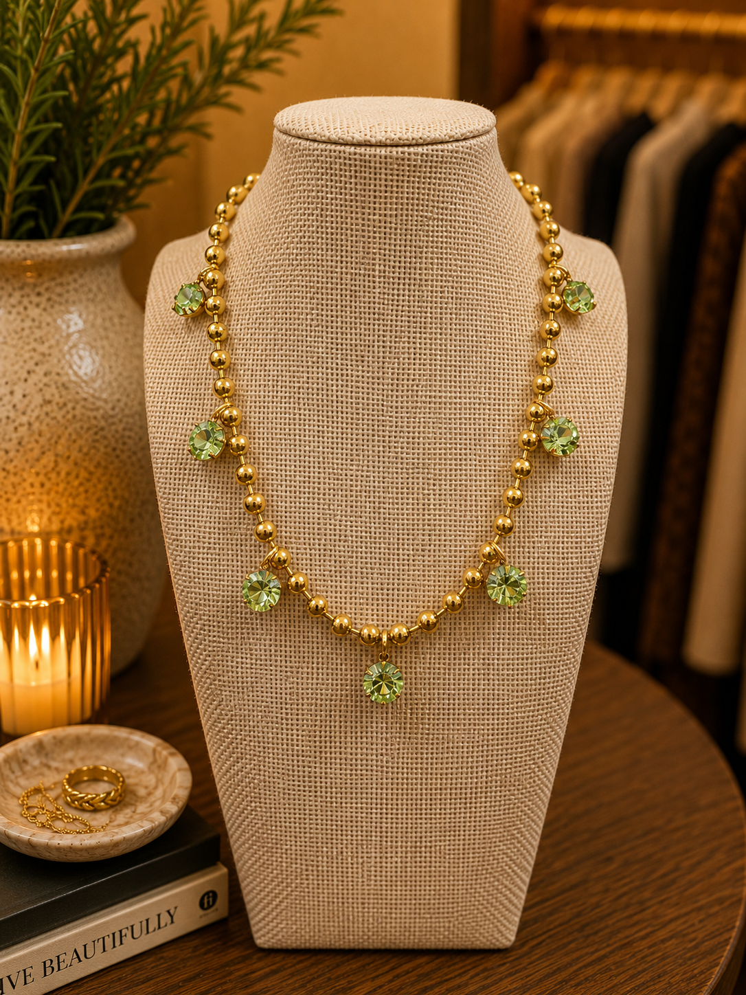Crystal Drop Necklace By Yochi Yochi NY