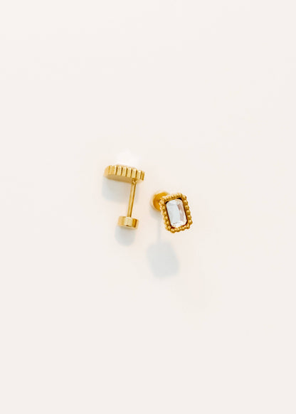 Madison Rectangular Stud Earrings-Gold
