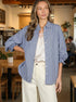 Stripe Print Charming Ruffle Cuffs Accent Shirt Top VT83256B Vine & Love