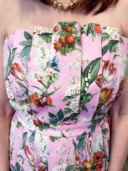 Bluebell Lane Strapless Midi Dress - Pink Entro