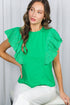 Flutter Sleeve With Scalloped Eyelet Lace Cotton Top VT82322 Vine & Love