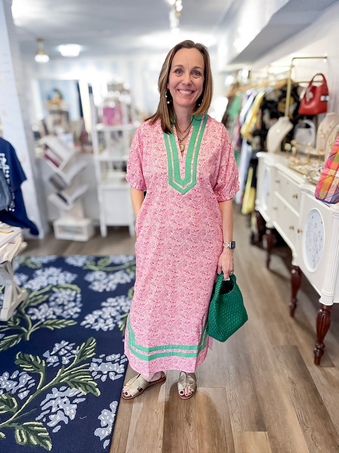 Palm Court Pink Midi Dress Entro