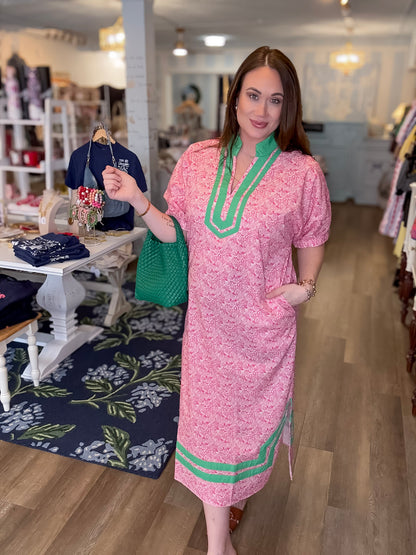 Palm Court Pink Midi Dress Entro