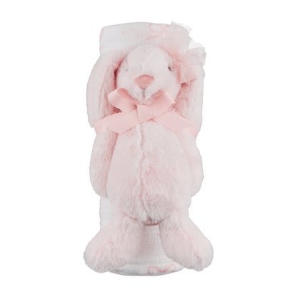 Bow Swaddle &amp; Bunny Rattle Set