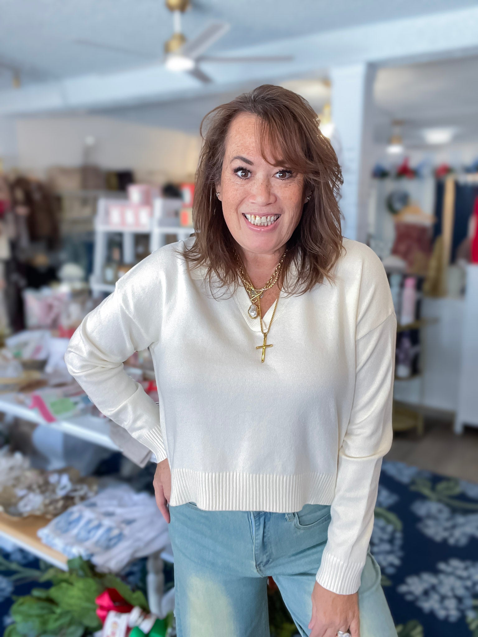 Soft Serenity Collared Knit Threads of Grace