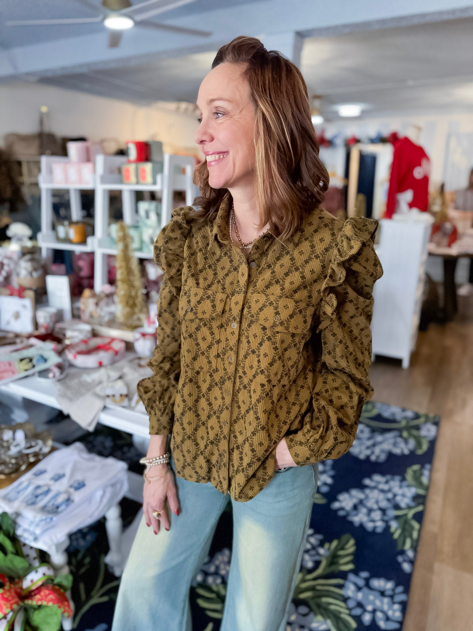 Meadow Ruffle Corduroy Top Gigio