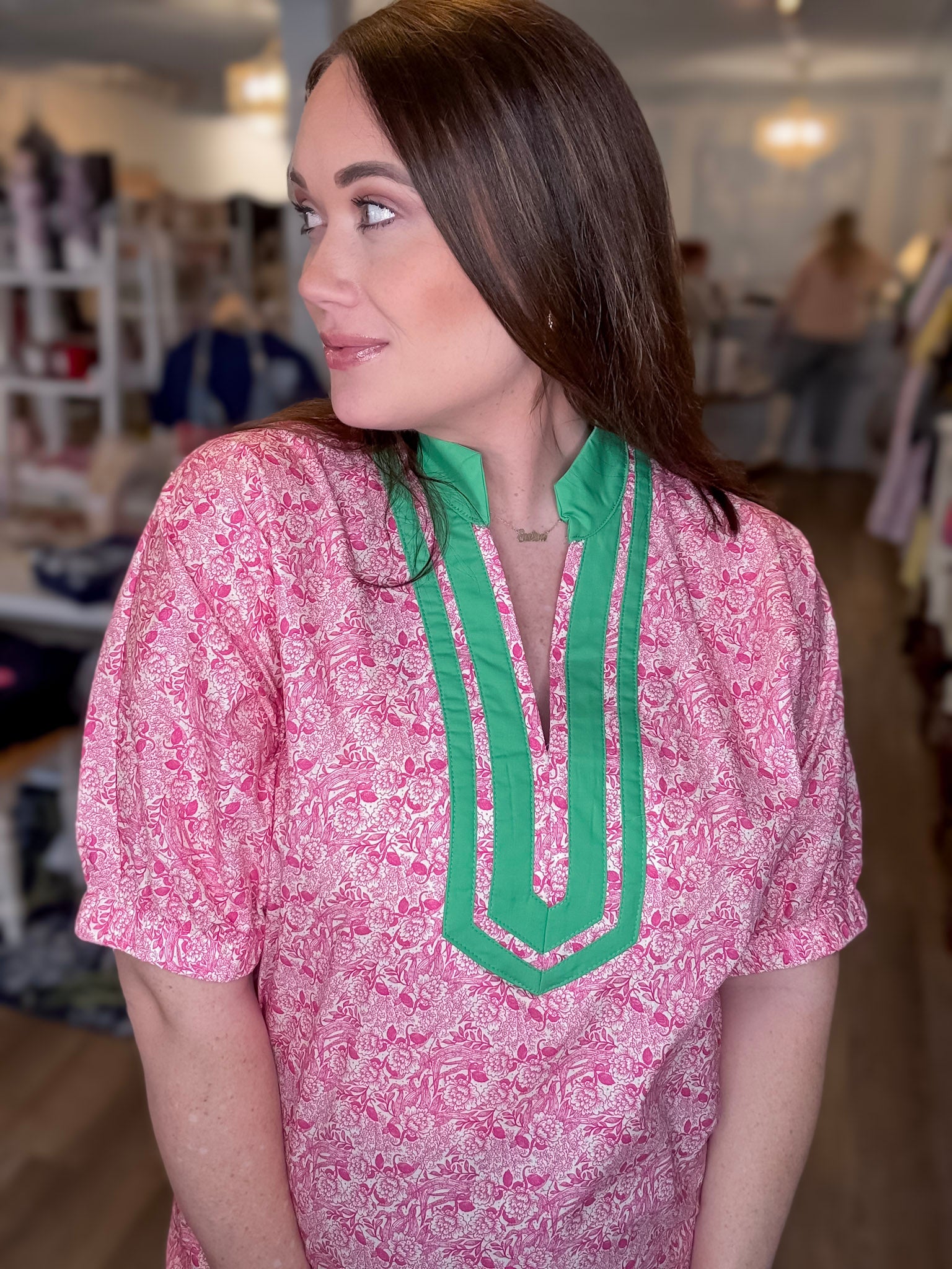 Palm Court Pink Midi Dress Entro