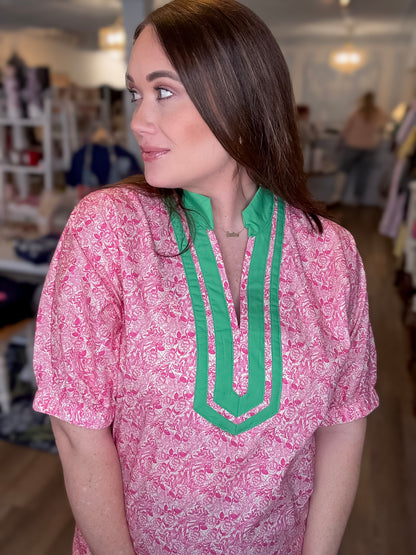 Palm Court Pink Midi Dress Entro