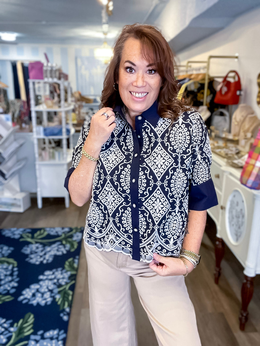 Charleston Embroidered Top Threads of Grace