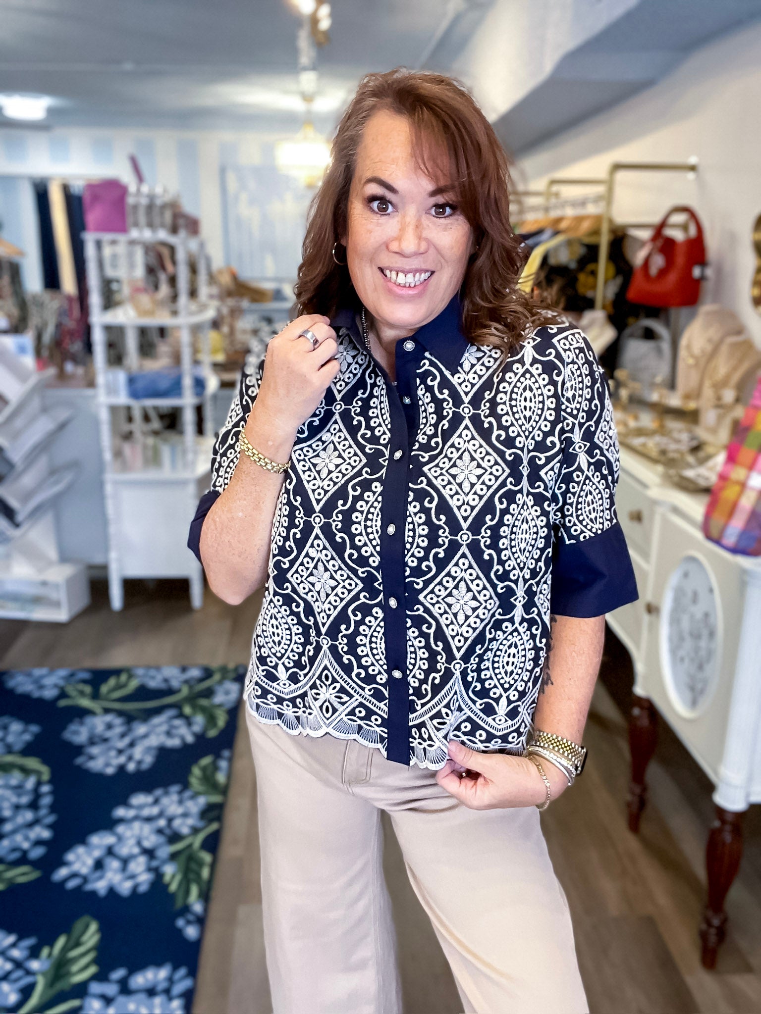 Charleston Embroidered Top Threads of Grace