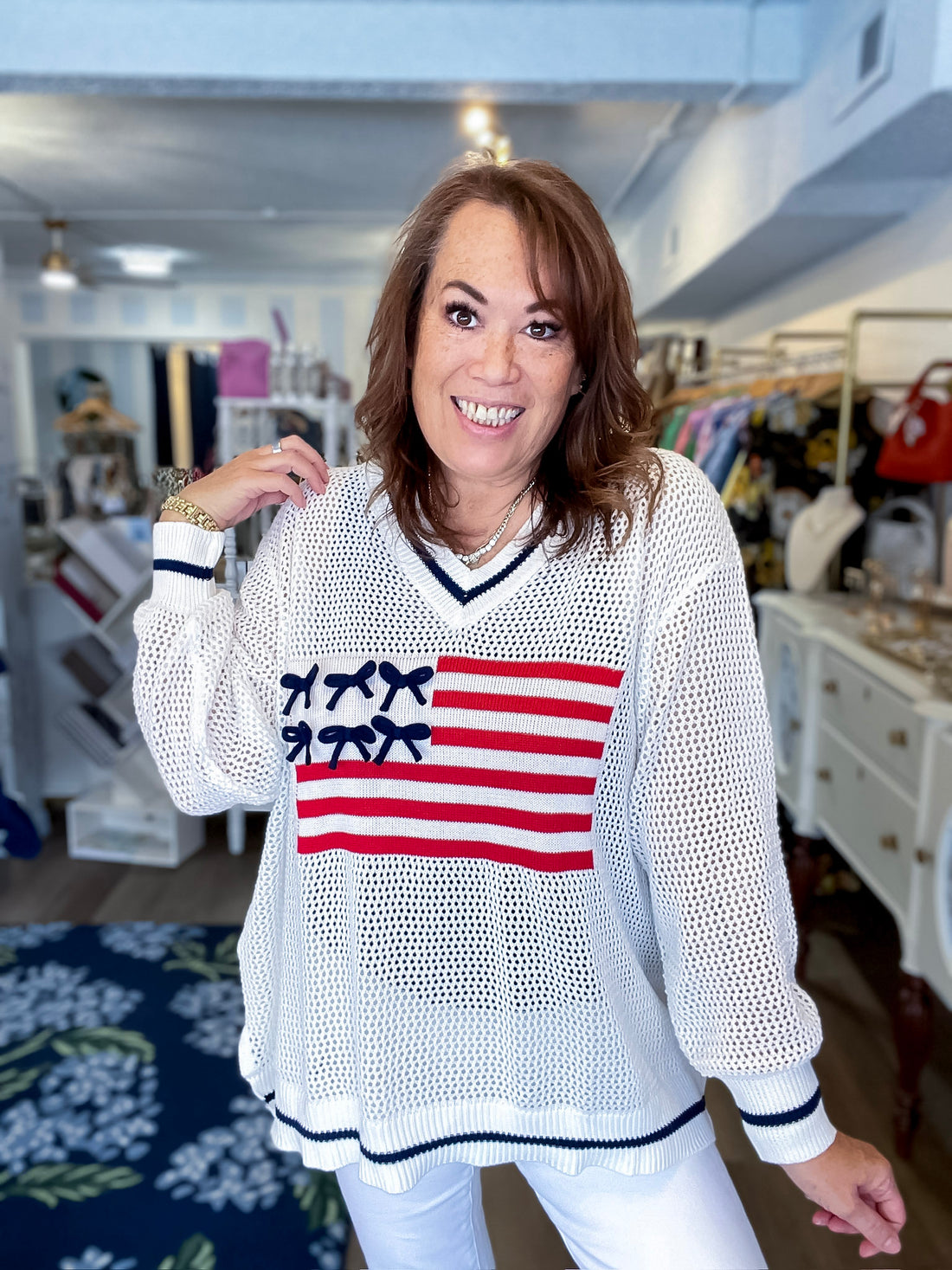 Americana Flag Sweater – White Mudpie