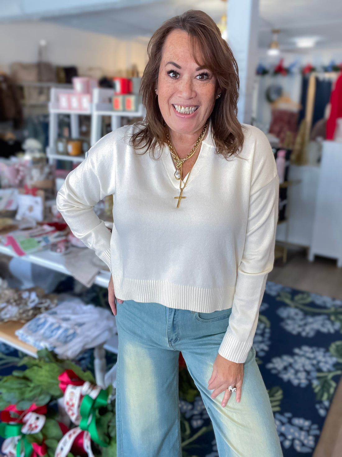 Soft Serenity Collared Knit Threads of Grace